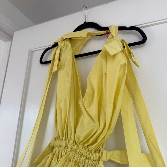NWT Alexander McQueen Gathered Mini Dress In Yellow Cut-out Flared Sz 40 - Picture 6 of 10